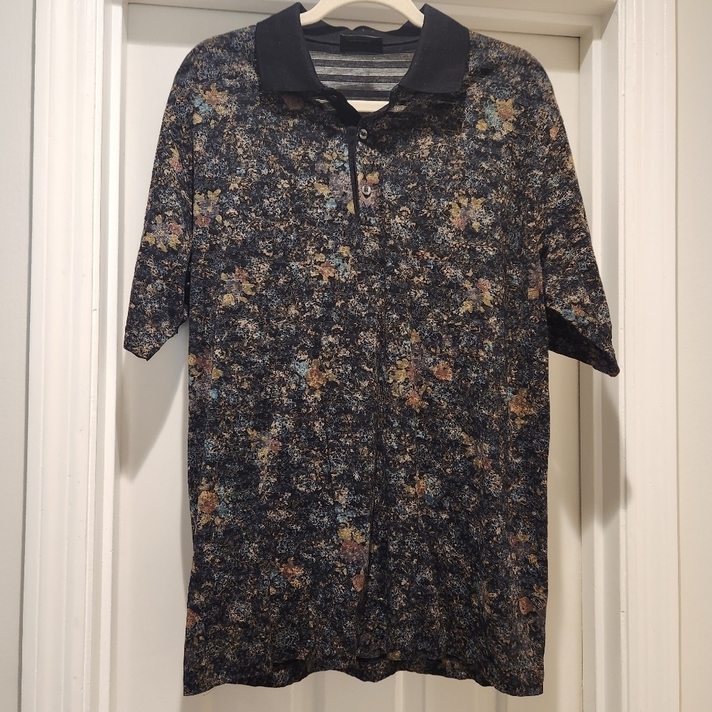 St. Croix Vintage Floral Semi Shear Polo Mens Size Large